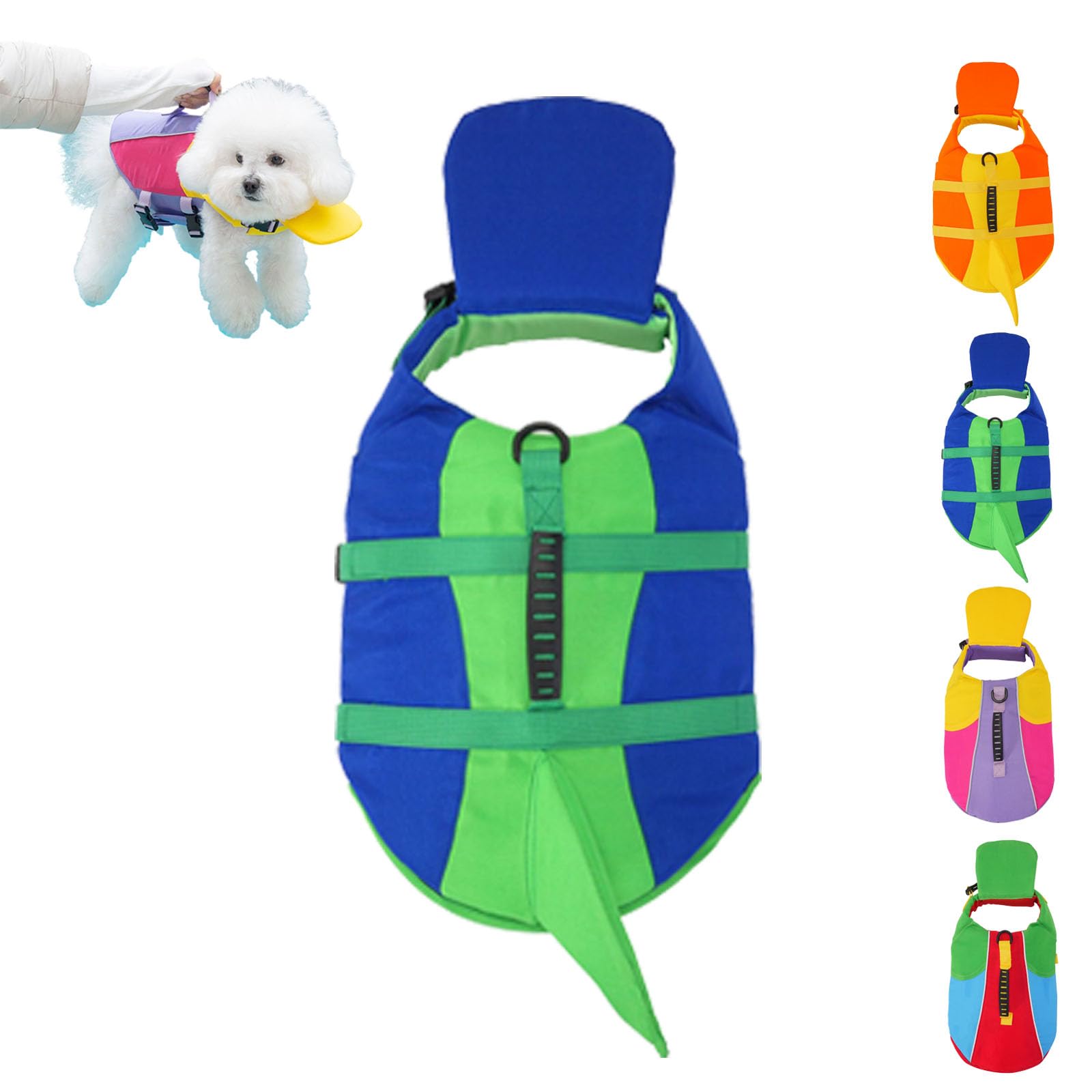 Dog Life Jacket with Chin Float and Rescue Handle (#B,X-Large)