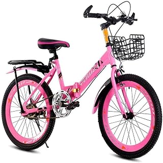 L.HPT Foldable Men And Women Folding Bike - Children's Bicycle Folding Speed Mountain Bike 18 Inch 20 Inch 22 Inch 6-14 Years Old Men And Women Bicycle (Color : Blue, Size : 18inch)