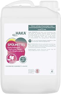 HAKA Spülmittel Zitrone Nachfüller, 3L, Handspülmittel mit starker Fettlösekraft, extrem ergiebig, streifenfreie Sauberkeit, vegan, hautfreundlich
