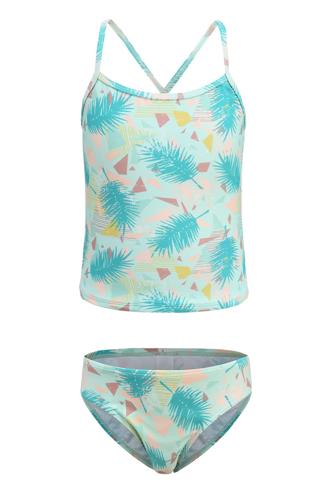Girls Two Piece Tankini Swimsuits Hawaiian Ruffle Bathing Suit Summer Beach Swimwear Set