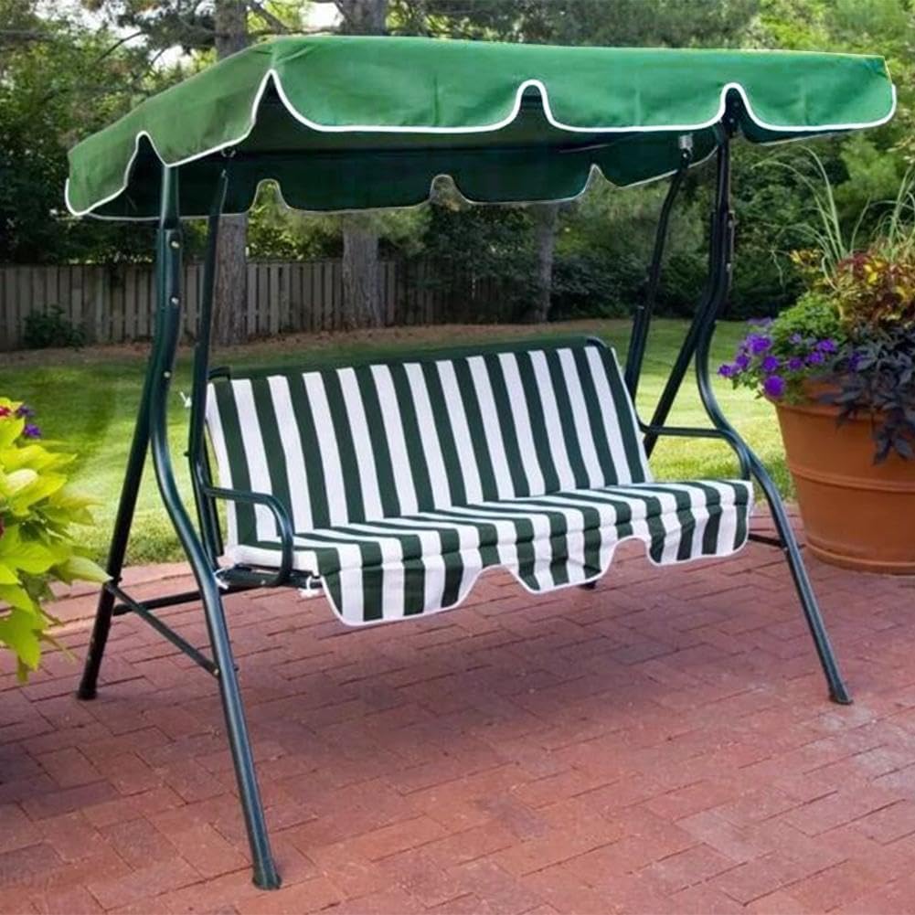 CREATCABIN Outdoor Patio Swing Chair Canopy Replacement 3 Seater Porch Swing Seat Canopy Top Cover 210D Oxford Cloth Waterproof UV Protection for Garden Hammock Top Furniture Covers Green 77 x 49in