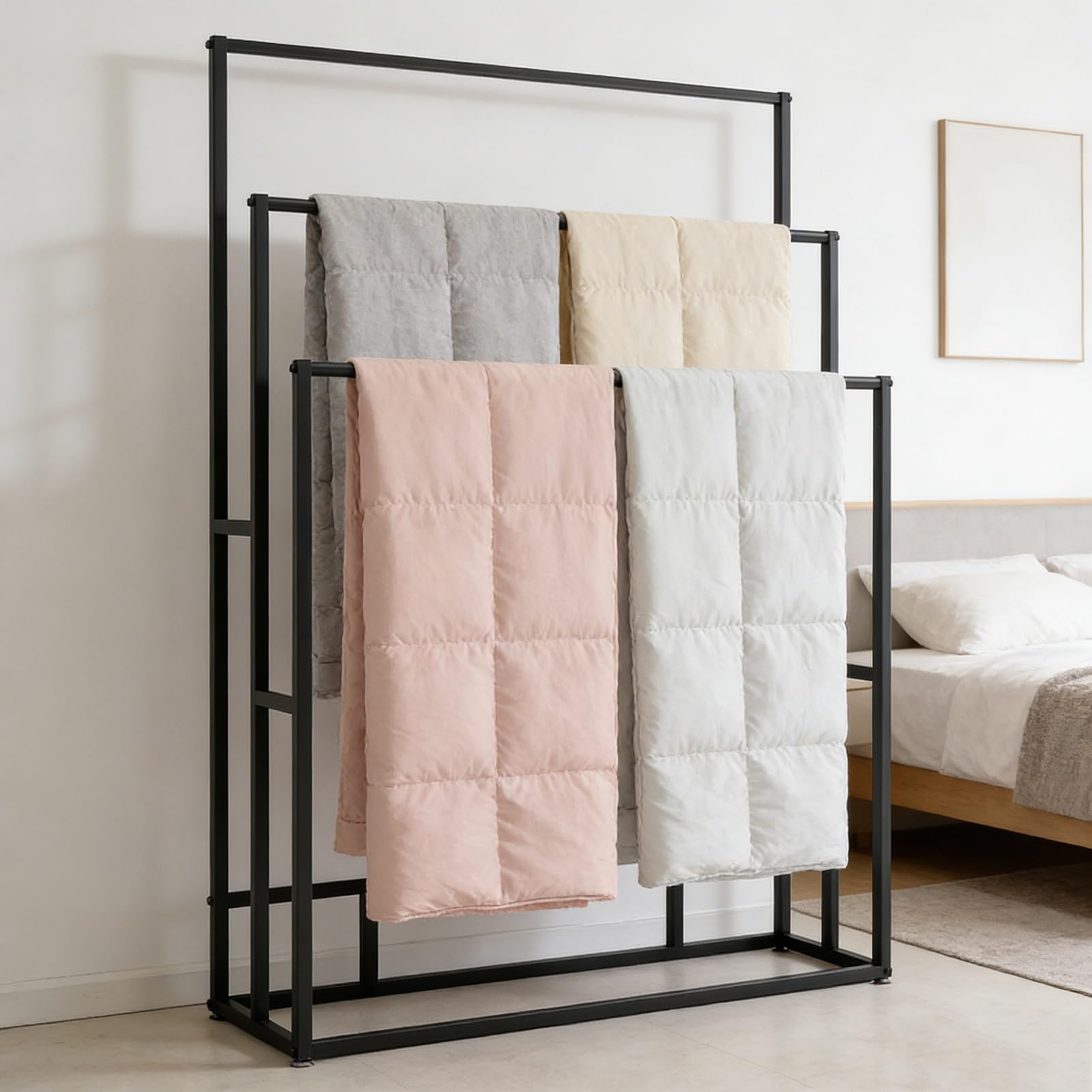 Toallero independiente para toallas de baño de gran tamaño, soporte de metal resistente con diseño elegante, organizador de baño