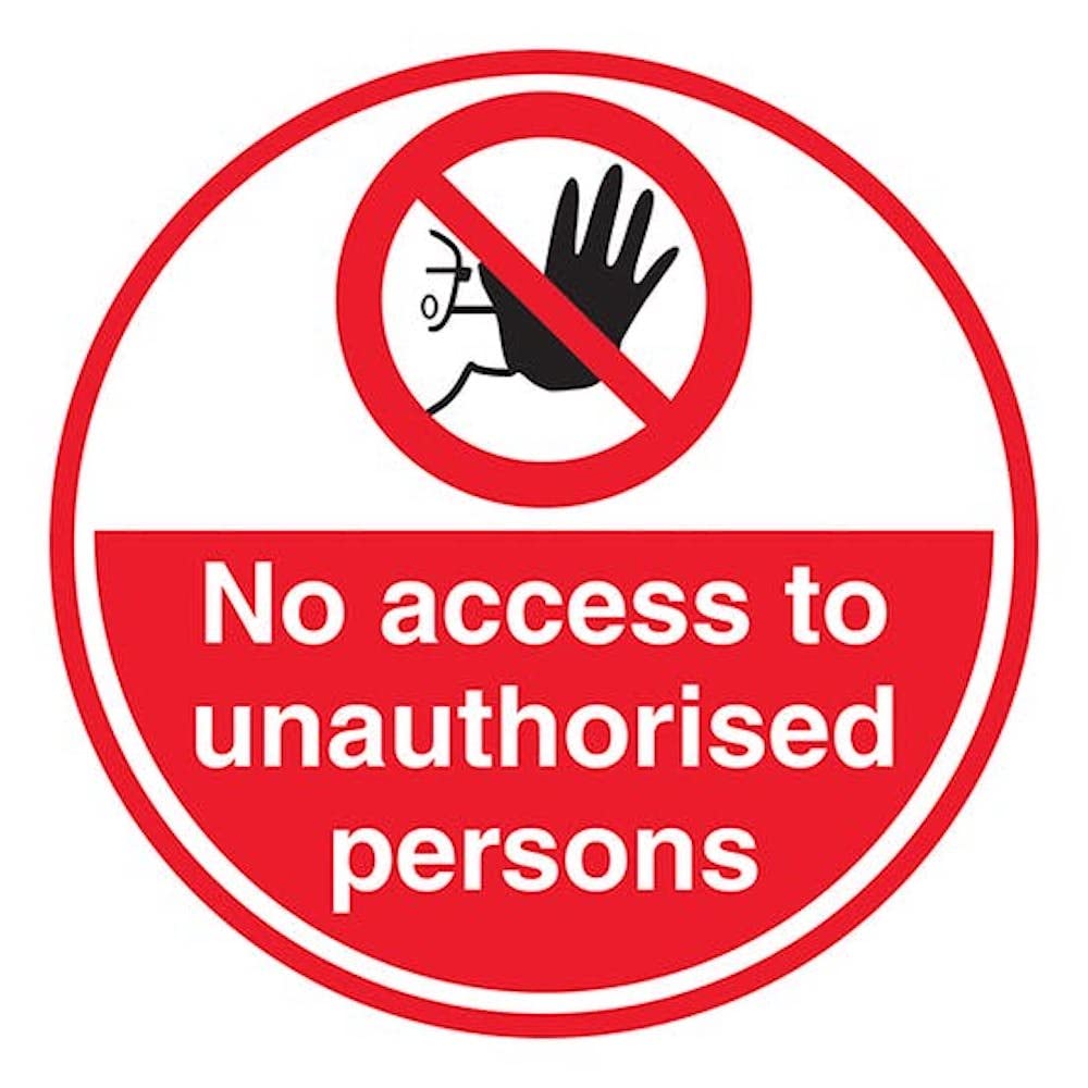 Adhesivo para el suelo con texto en inglés "No Access To Unauthorised Persons", 600 x 600 mm