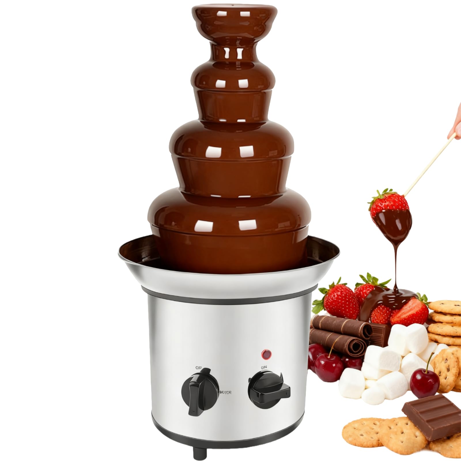 Chocolate Fountain 4 Tier Chocolate Fountain Machine Chocolate Fountain Fondue Set Electric Electric Chocolate Melting Machine Fondue Maker Fountain UK Plug 220V
