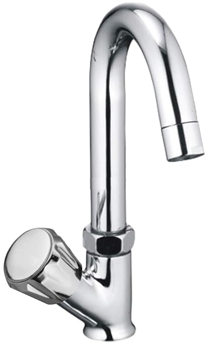 DRIZZLE Conti Swan Neck Pillar Cock Basin Tap Brass with 360 Degree Swivel Spout
