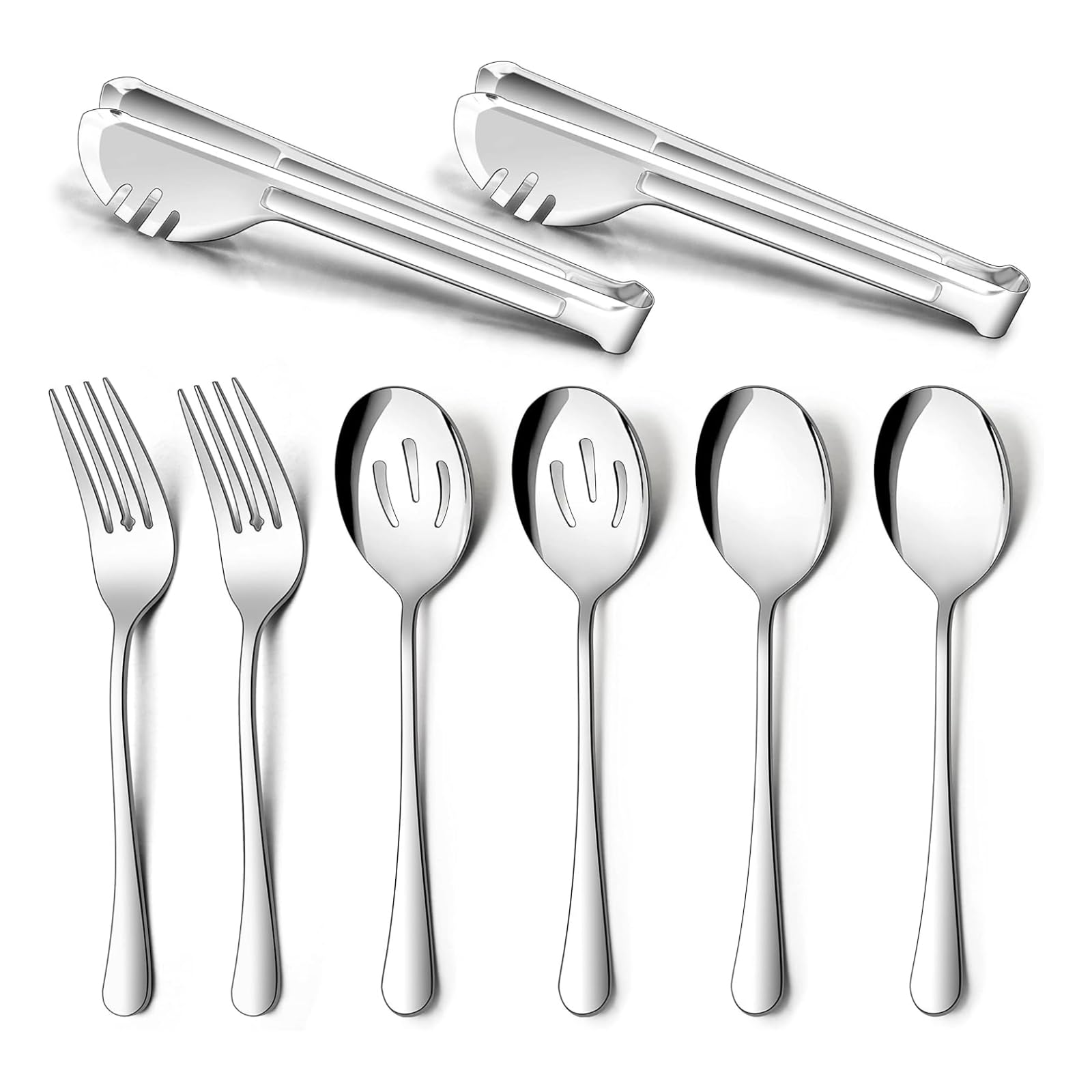 Sponsored Ad – 8-Piece Dishwasher Safe Silver Serving Utensil Set - Metal Catering Banquet Buffet Serving Spoons Tongs Set for Home Restaurant Party, Mirror Polished, Dishwasher Safe (Silver)