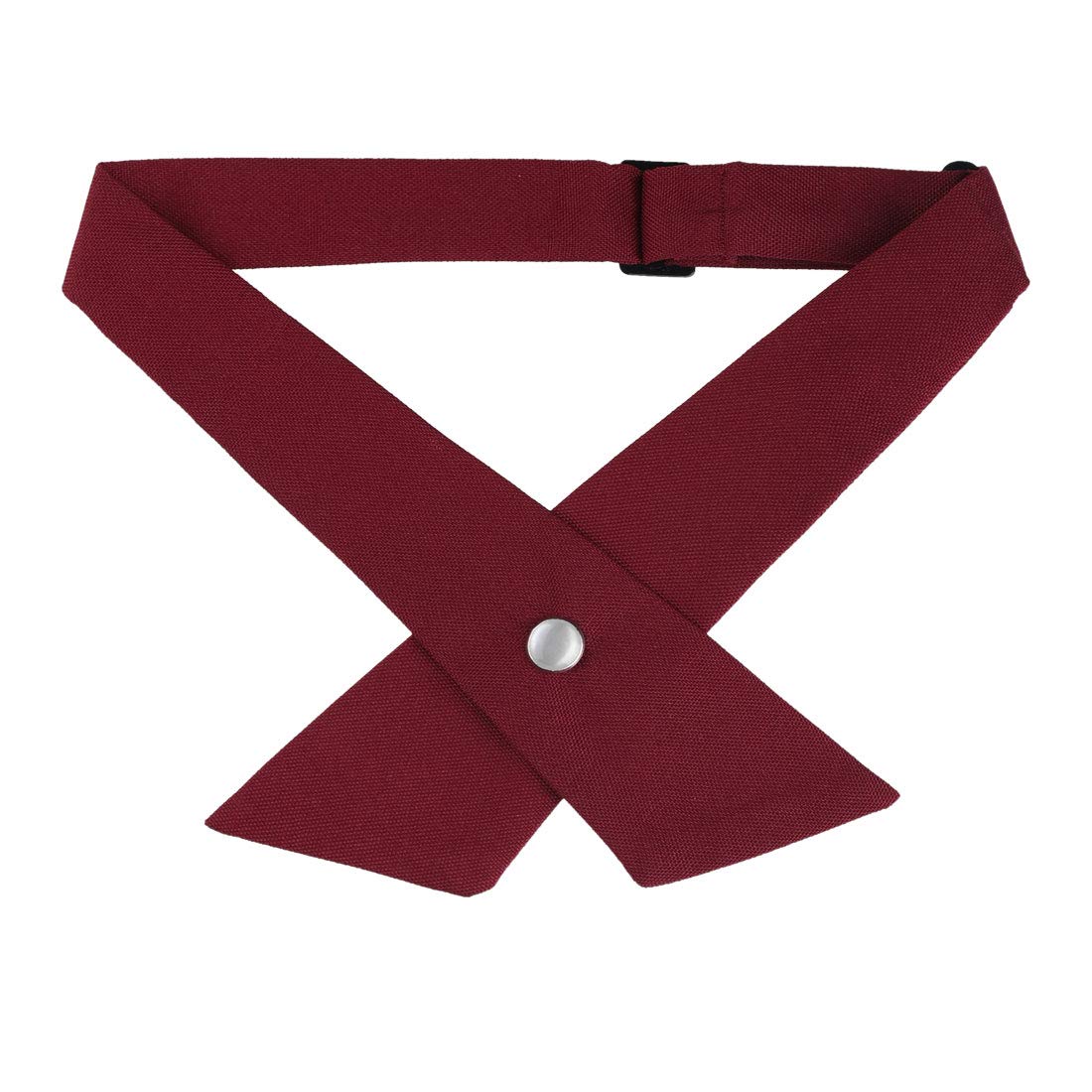 Elerevyo Women's Burgundy Adjustable Criss-Cross Bow Ties Uniform Solid Color Neck Tie For School One Size