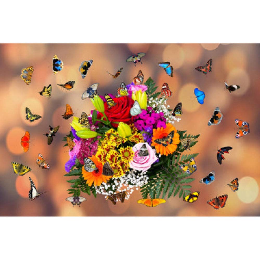 Peinture diamant 5D bouquet fleurs papillons broderie mosaïque carrée 50x60cm