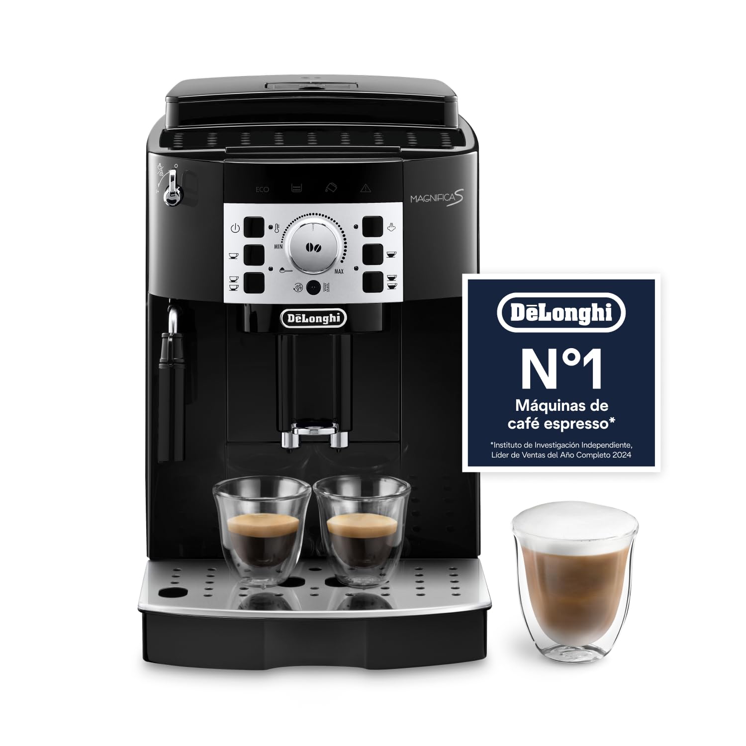 De’Longhi Magnifica S – Perfetto Cafetera Superautomática, Espumador de Leche manual, Espresso y Cappuccino, Panel de Control con Botones, Negro (ECAM22.110.B)