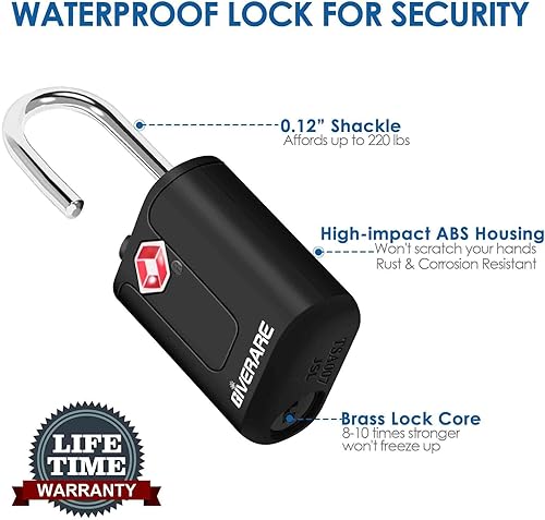 Miniatura 5 de Paquete de 4 cerraduras de equipaje de viaje aprobadas por la TSA con llaves, candados pequeños con cremallera, candados compatibles con la TSA para