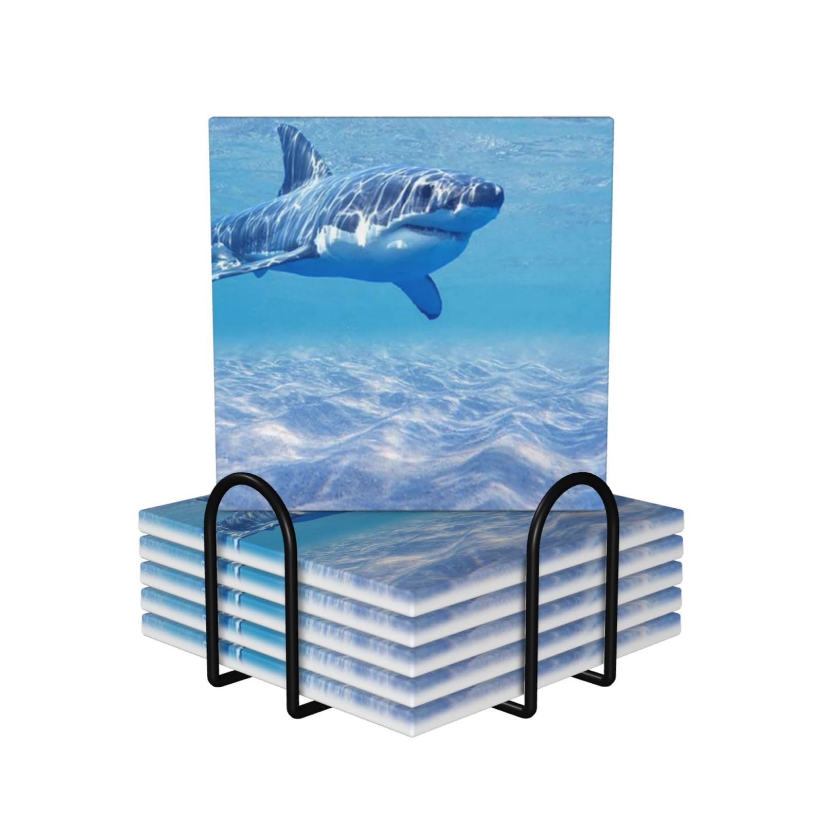 Dessous de verre en céramique motif requins idée cadeau mariage et crémaillère