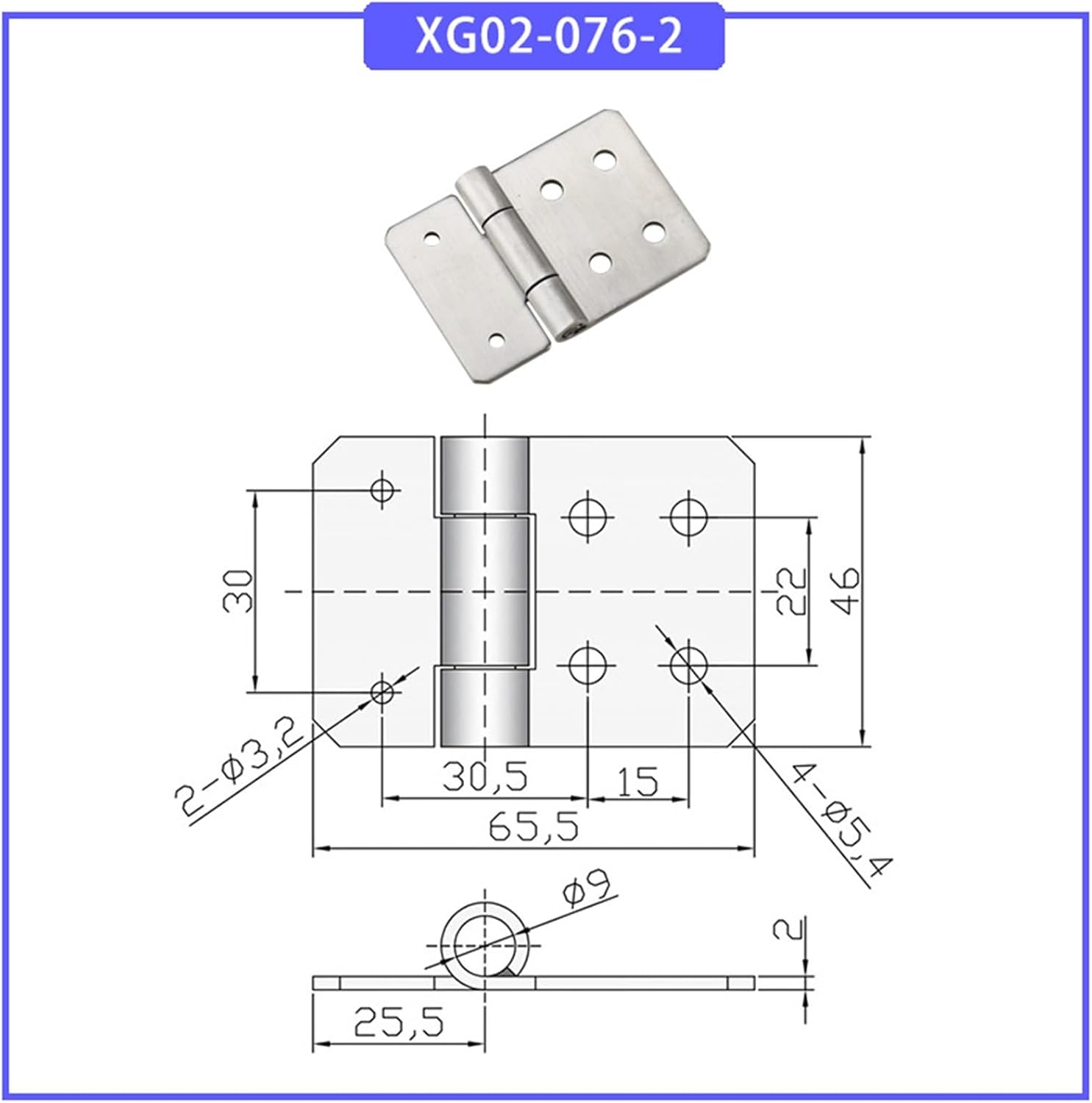 Folding Hinge Made of 304 Stainless Steel is Suitable for Industrial Cabinets 1Pcs(XG02-076-2)