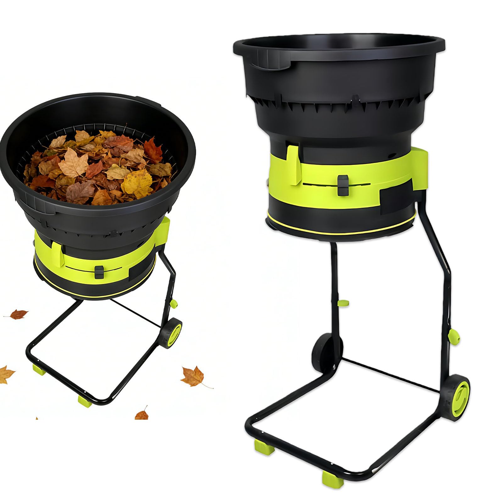 Trituradora eléctrica de hojas, trituradora de jardín de 2500 W con ruedas, 8000 RPM para limpieza de patio, incluye bolsa de almacenamiento, herramienta eficiente para cubrir hojas