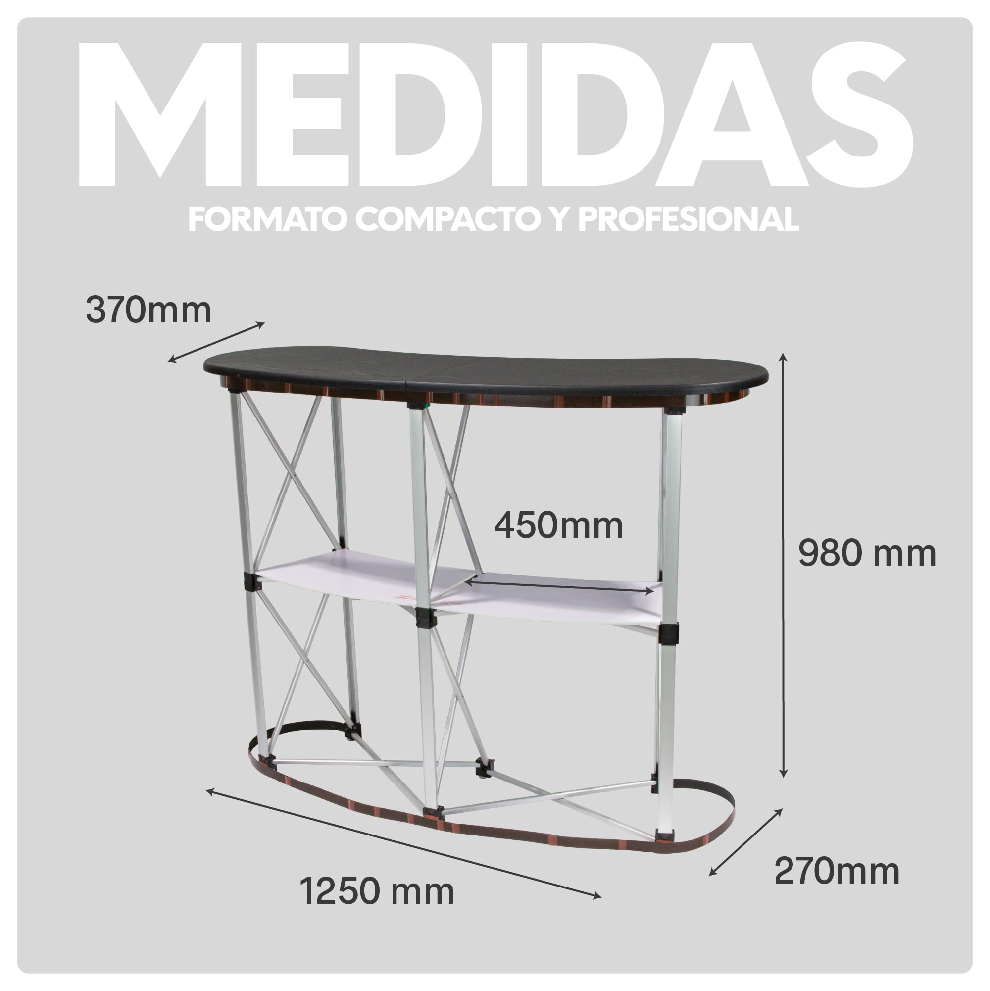 Mostrador Publicitario Magnético Ruan Plegable con Estante Interior y Bolsa de Transporte | Pop Up Promocional con Barras Magnéticas, Patas Regulables | Mostrador de Recepción | Gráfica 940x2010 mm