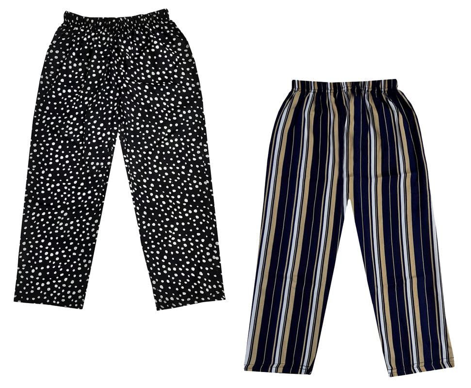 Image of IndiWeaves Girls Crepe Printed Regular Fit Capri 3 /4th Pants (Pack of 2) Dark Blue::Black
