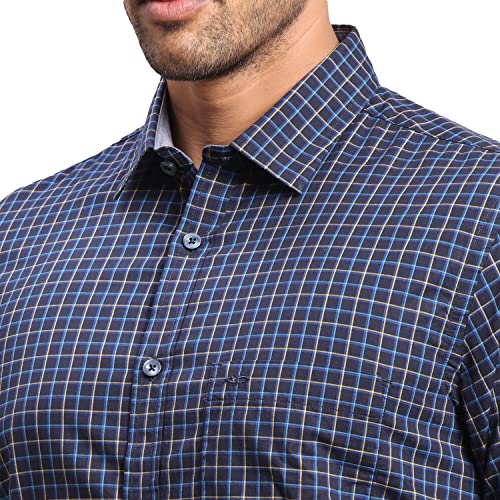 Image of Colorplus Men's Pure Cotton Checks Pattern Tailored Fit Spread Collar Full Sleeve Casual Shirt