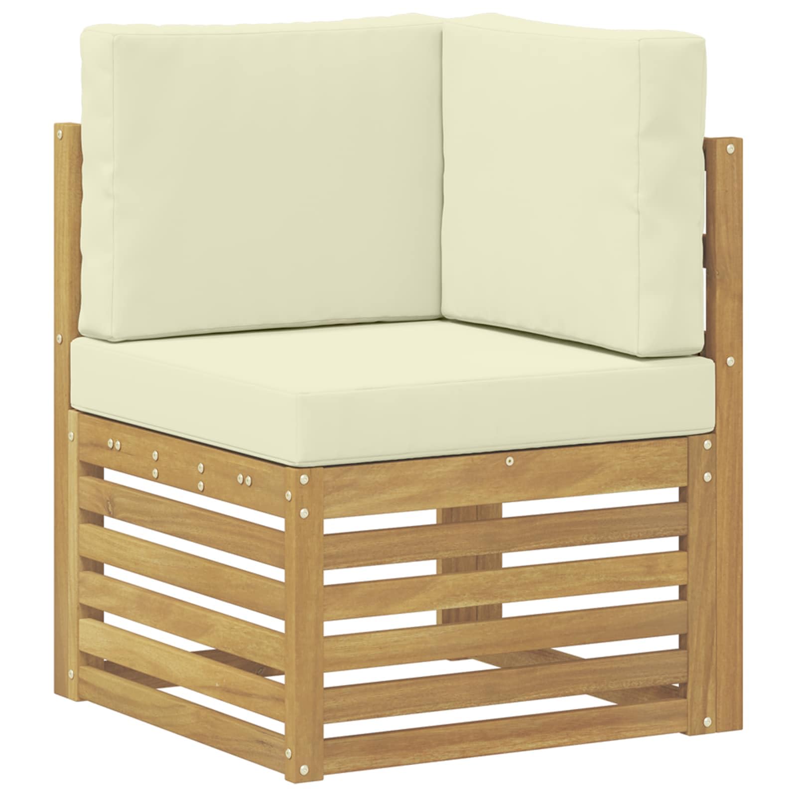 Outdoor-Sofagarnitur mit Kissen 5-teilig Weiß Creme Polyester wetterfest mit Tisch Sitzgruppe für Garten Terrasse Balkon mit Armlehnen und modularer Wohnlandschaft
