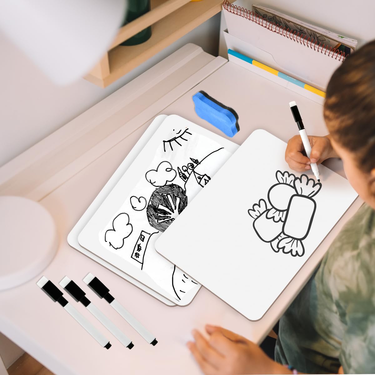 Pizarras blancas pequeñas borrado en seco 23x30 cm doble cara portátiles para estudiantes aulas hogar oficina