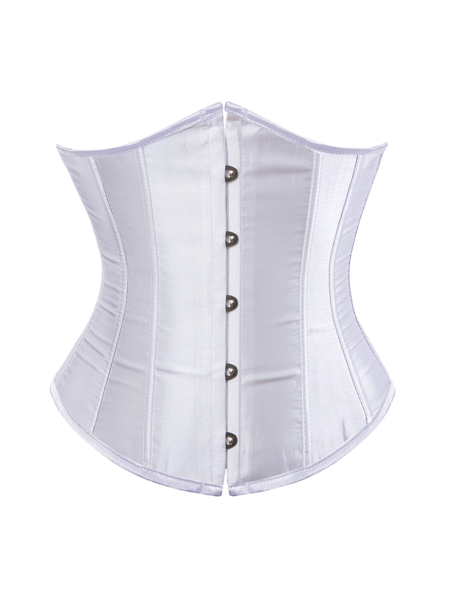 Anuedgis Women Satin Bustier Top Stylish Floral Jacquard Lace up Boned Overbust Corset Sexy Off Shoulder Going Out Body Shaper Top (B-White, 3XL)