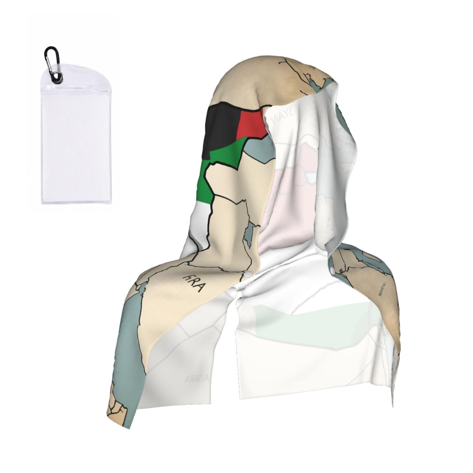 DUWAA Syrian Arab Republic Flag Map03 Print Reusable Hoodie Cooling Neck Wrap, Hot Weather Outdoor Sports Workout Head Towel For Stay Chill