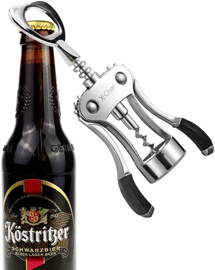 Wine Opener, X-Chef Luxury Silver Wing Corkscrew Easy Open Wine Bottle Opener for Wine Enthusiast Waiters Bartenders