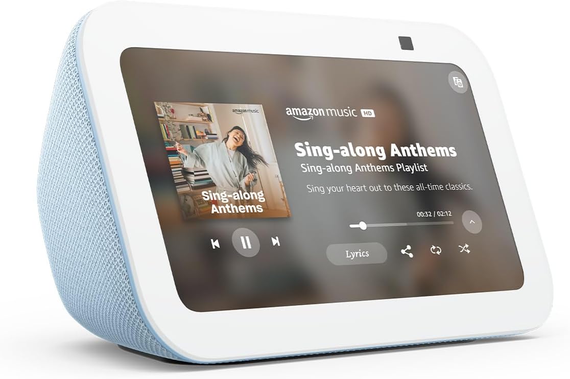 Amazon Echo Show 5 (newest model), Smart display with Alexa+ Early Access, 2x the bass and clearer sound, Glacier White