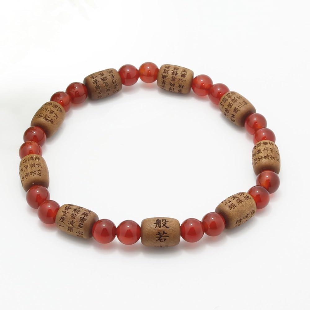 Amazon.co.jp: [和ごころ念珠堂] 般若心経彫 白檀 （俵型タイプ） 赤