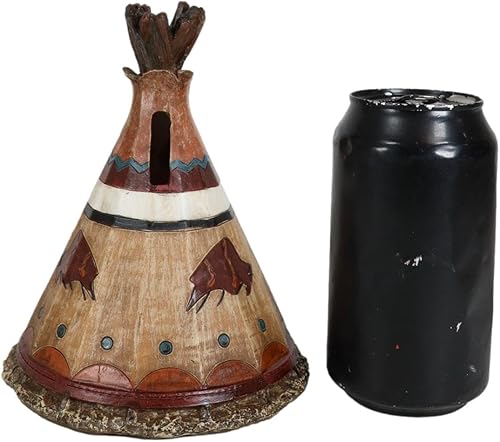 Miniatura 6 de Ebros Gift Cabaña de tipi indígena tribal occidental rústica con diseño de bisonte de carga, moneda de ahorro, hucha decorativa
