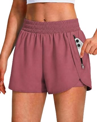 Womens Athletic Shorts 3" with Zipper Pockets