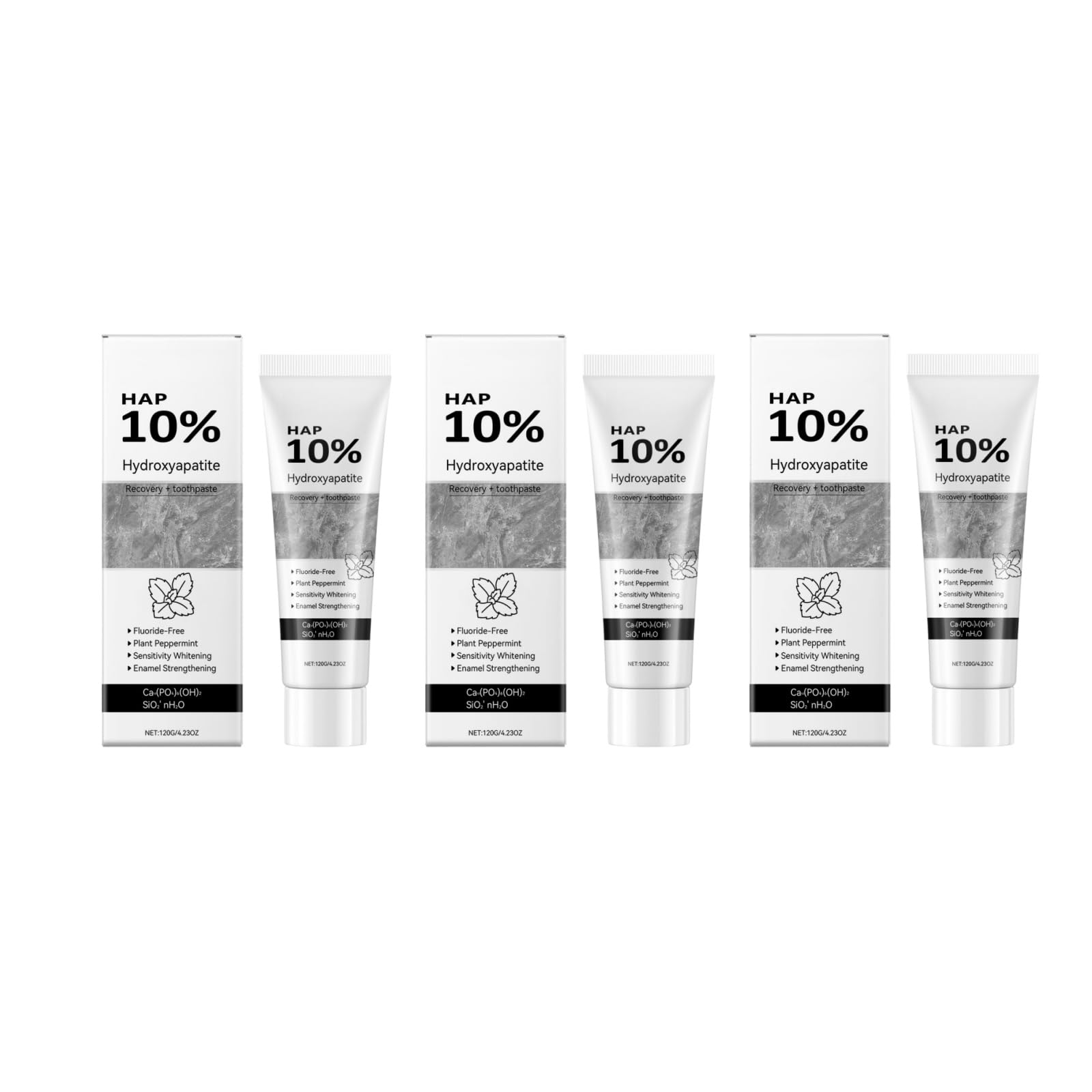 Fluoride Free Nano 10 % Hydroxyapatite Toothpaste, Enamel Strengthening & Restoration, Deep Cleaning, Sensitivity Alleviate, Reduces Karies, Mint Fresh Breath