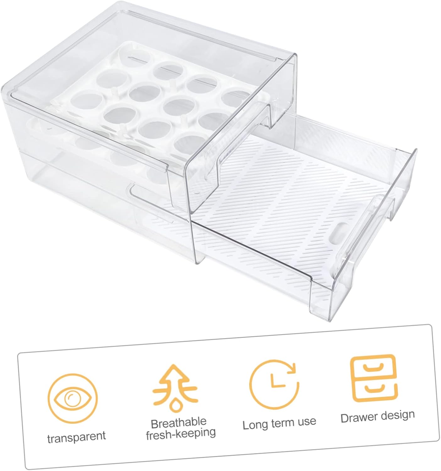 Refrigerator Organizers Fridge Tray Compartments Egg Storage Box Detachable Tray for Fresh Eggs