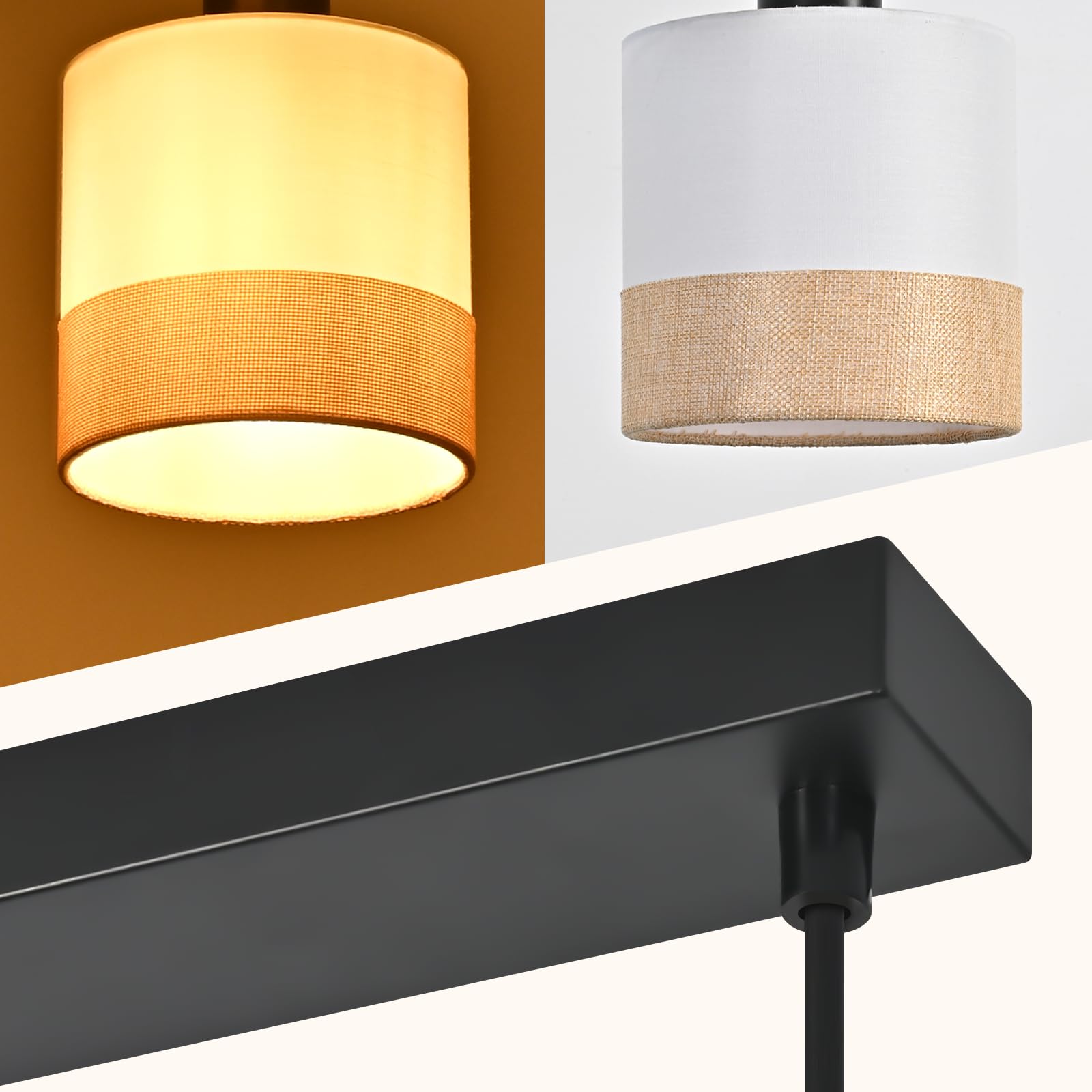CBJKTX Hängelampe Esstisch 4‑flammig Stoff E27 höhenverstellbar für | Esszimmer, Schlafzimmer und Wohnzimmer (ohne Leuchtmittel)