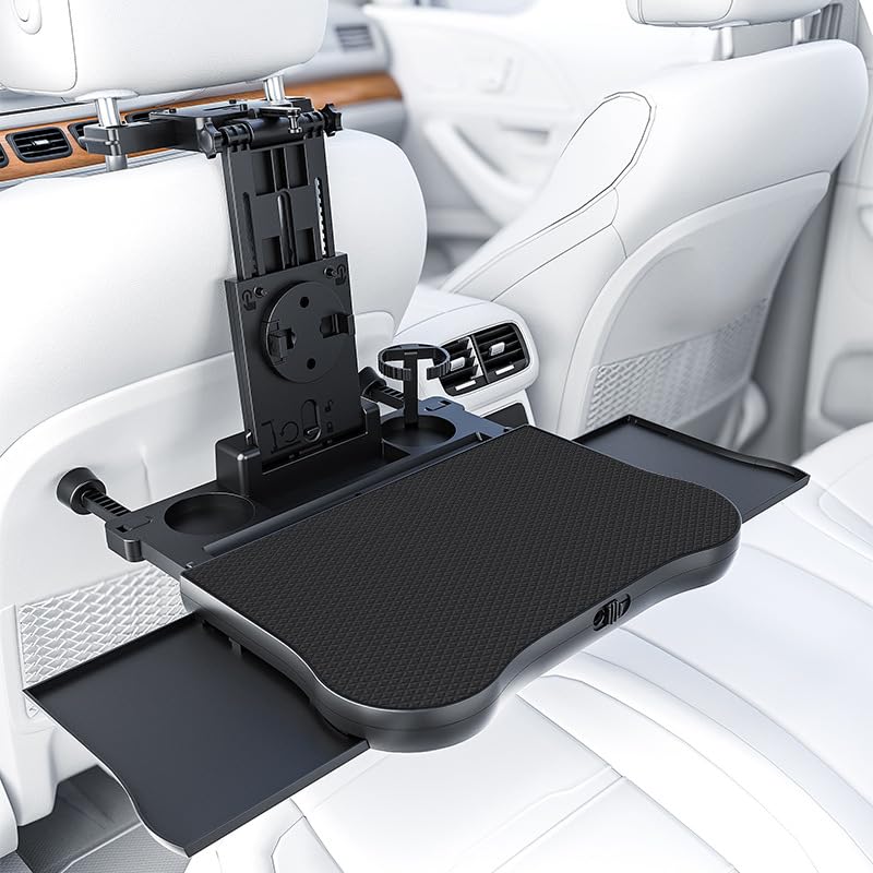 Car Back Seat Tray Table for Mercedes Benz C Class C400 AMG C43 C63 C63S, Backseat Car Desk, Rear Passenger Travel Tray for Eating & Work, Multifunctional Adjustable Stable Table