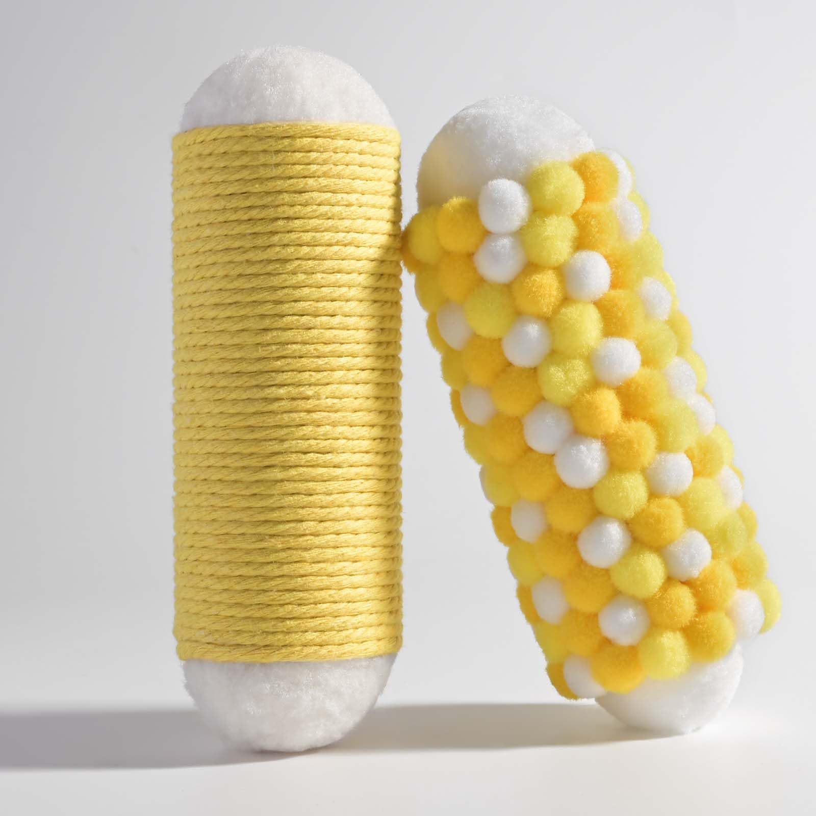 Bouiexye 2 Pieces Handmade Rope Textured Adults Autism Fidgets for Anxiety and Stress Autism Sensory Toys for Autistic Anxious Adults Classroom Educational Tool (Yellow)
