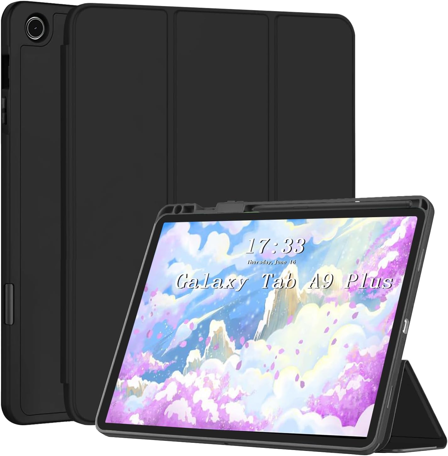 Oaky Smart Cover for Samsung Galaxy Tab A9 Plus 11 inch [SM-X210, SM-X215, SM-X216B] Support S Pen Magnetic Attachment Shockproof Trifold Stand Auto Wake/Sleep Soft Flexible Back Cover - Dark Green (B0CPWPG98S) Amazon Price History, Amazon Price Tracker