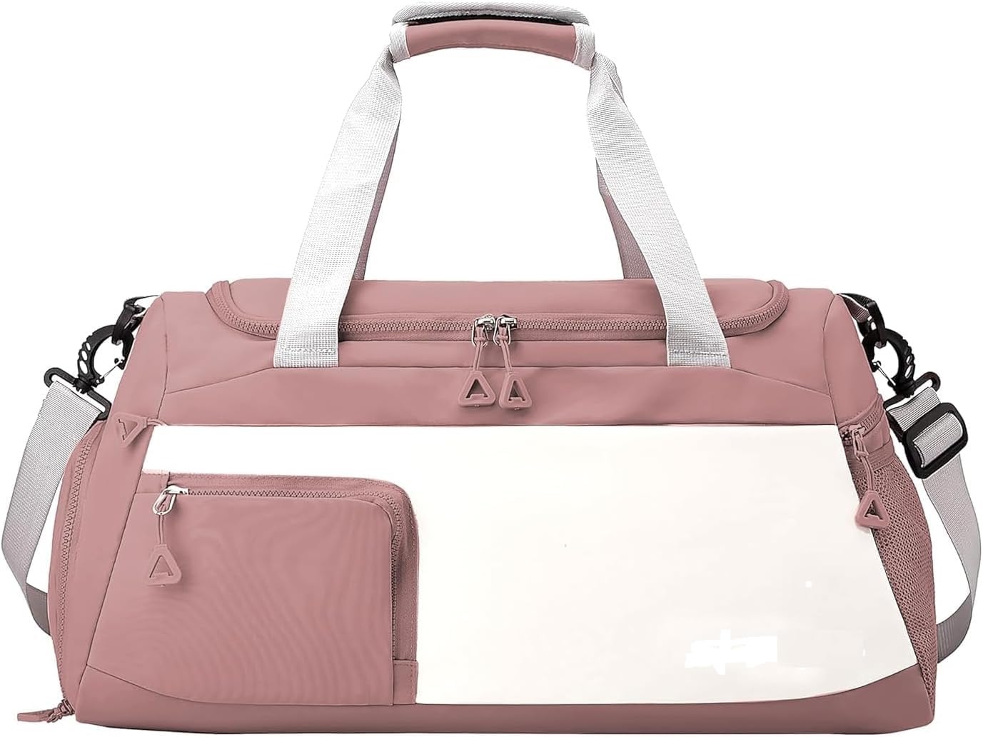Travel Duffel Bag with Trolley Sleeve Personal Tote Bag Weekender Overnight Travel Luggage Bag Multi-Pocket Sports Shoulder Bag with Wet Pocket & Shoe Compartment (Pink)-image-26
