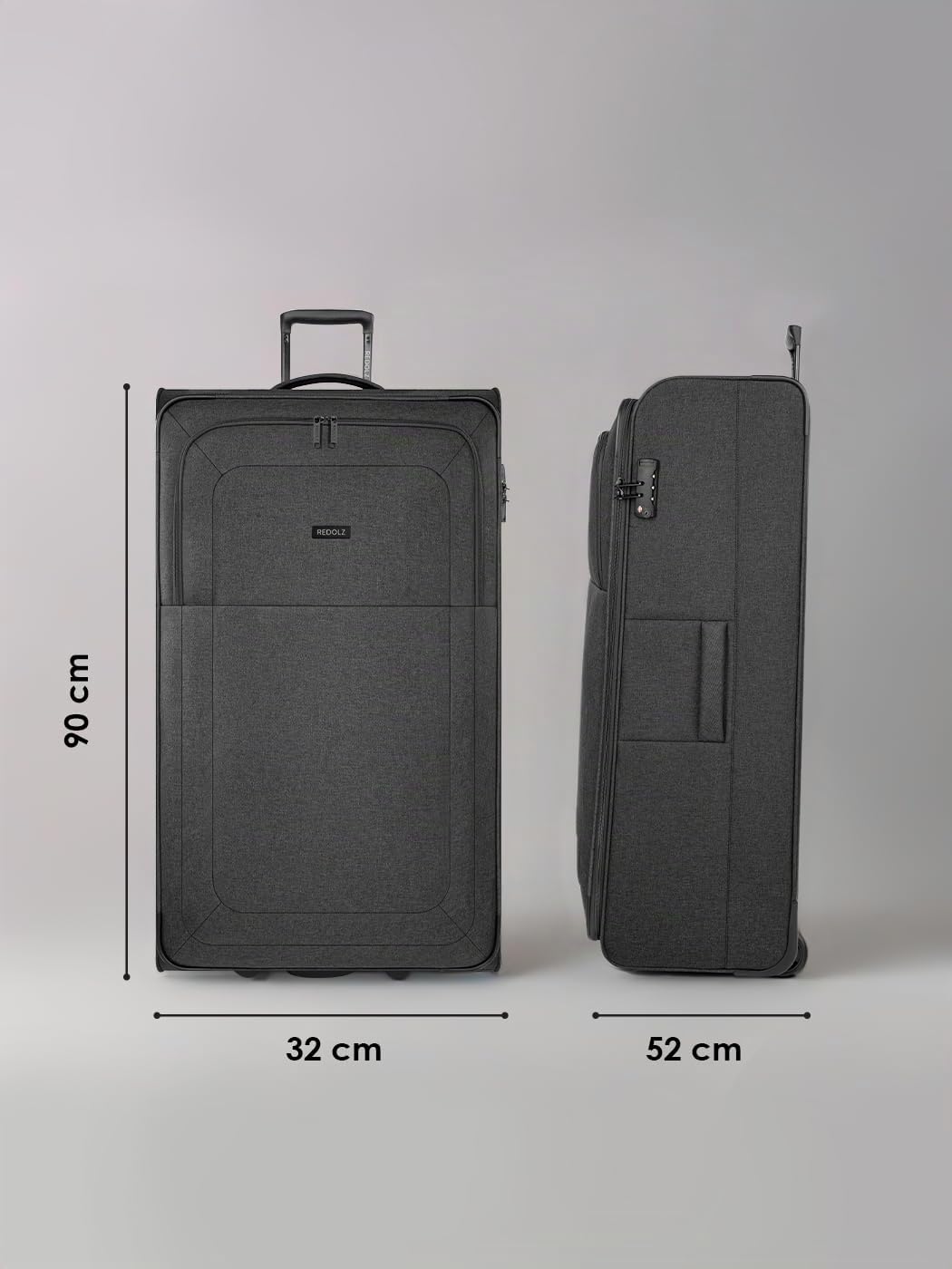 REDOLZ trolley XL jumbo check‑in extra grande | valigia morbida con 2 ruote e serratura TSA | 90 × 52 × 32 cm capacità 130 L leggera 3,9 kg per donna e uomo – Essentials 12