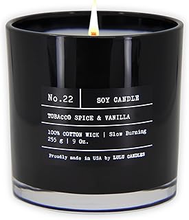 Lulu Candles | Tobacco, Spice & Vanilla | Luxury Scented Soy Jar Candle | Hand Poured in The USA | Highly Scented & Long Lasting (9 Oz.)