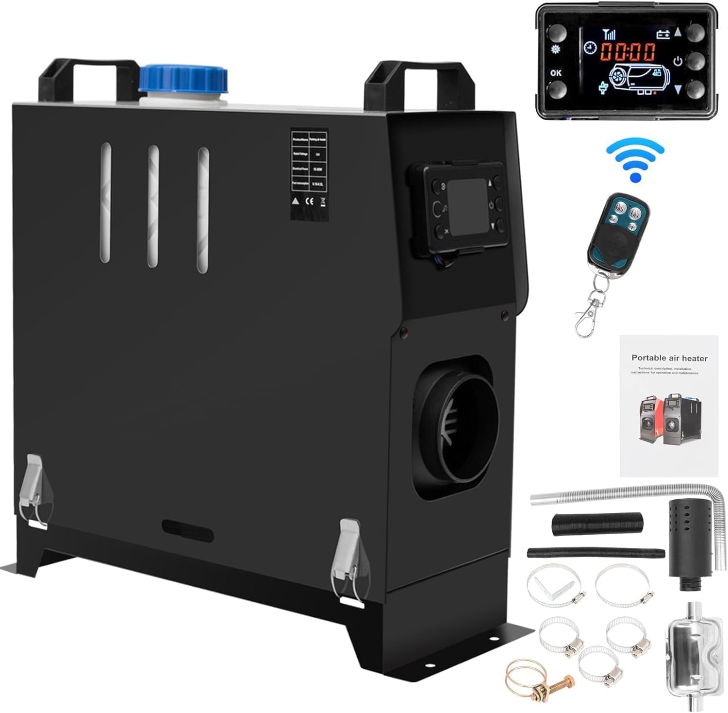 Ogrzewacz powietrza na olej napędowy 8 kW 12 V, ogrzewanie postojowe na olej napędowy, zestaw szybkiego ogrzewania powietrza, termostat LCD, monitor tłumika, zdalne sterowanie do autobusów, furgonet