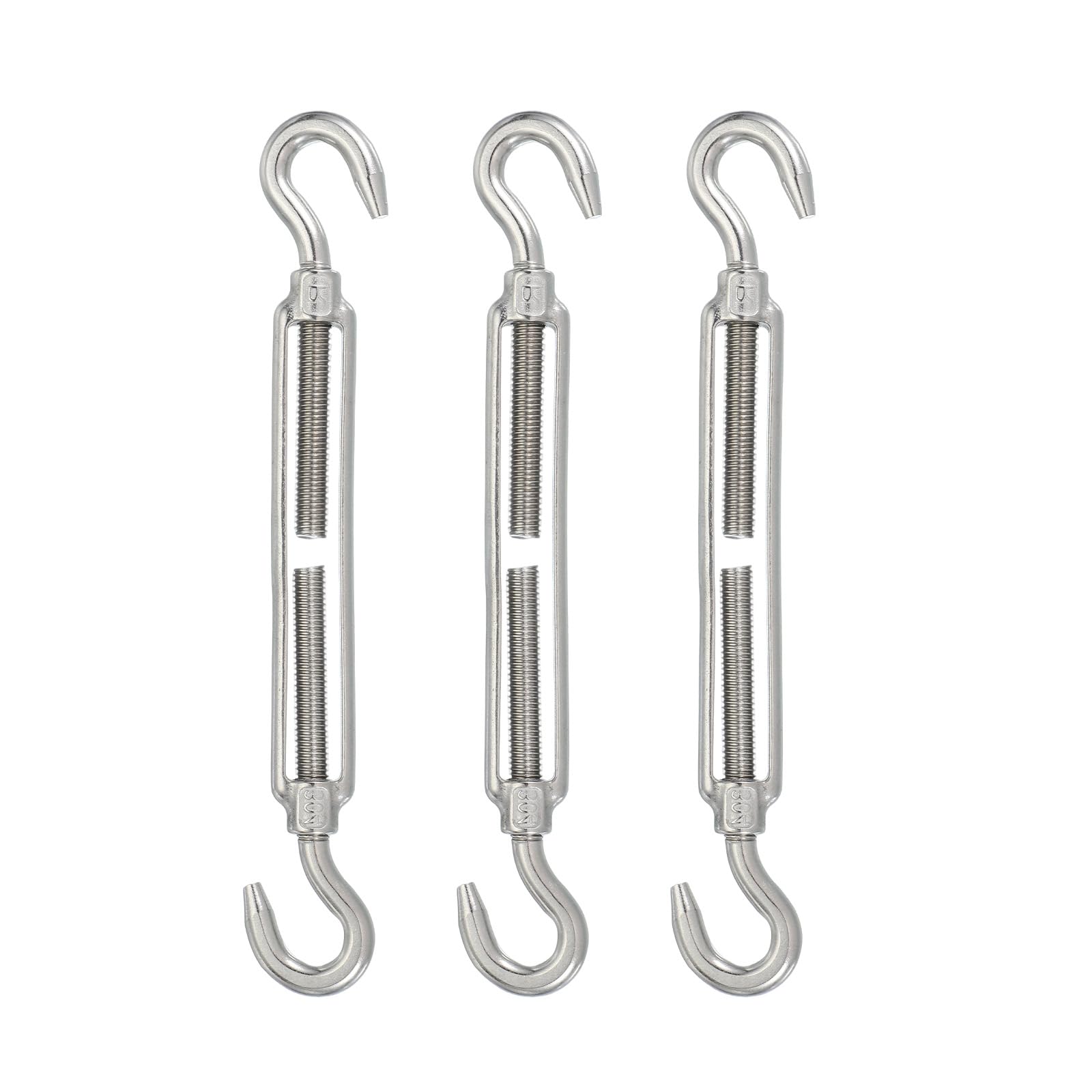 PATIKIL Tenditore M10 con gancio e gancio, 3 pezzi, in acciaio inossidabile 304, regolabile, tendicavo per ringhiere per cavi metallici, kit hardware