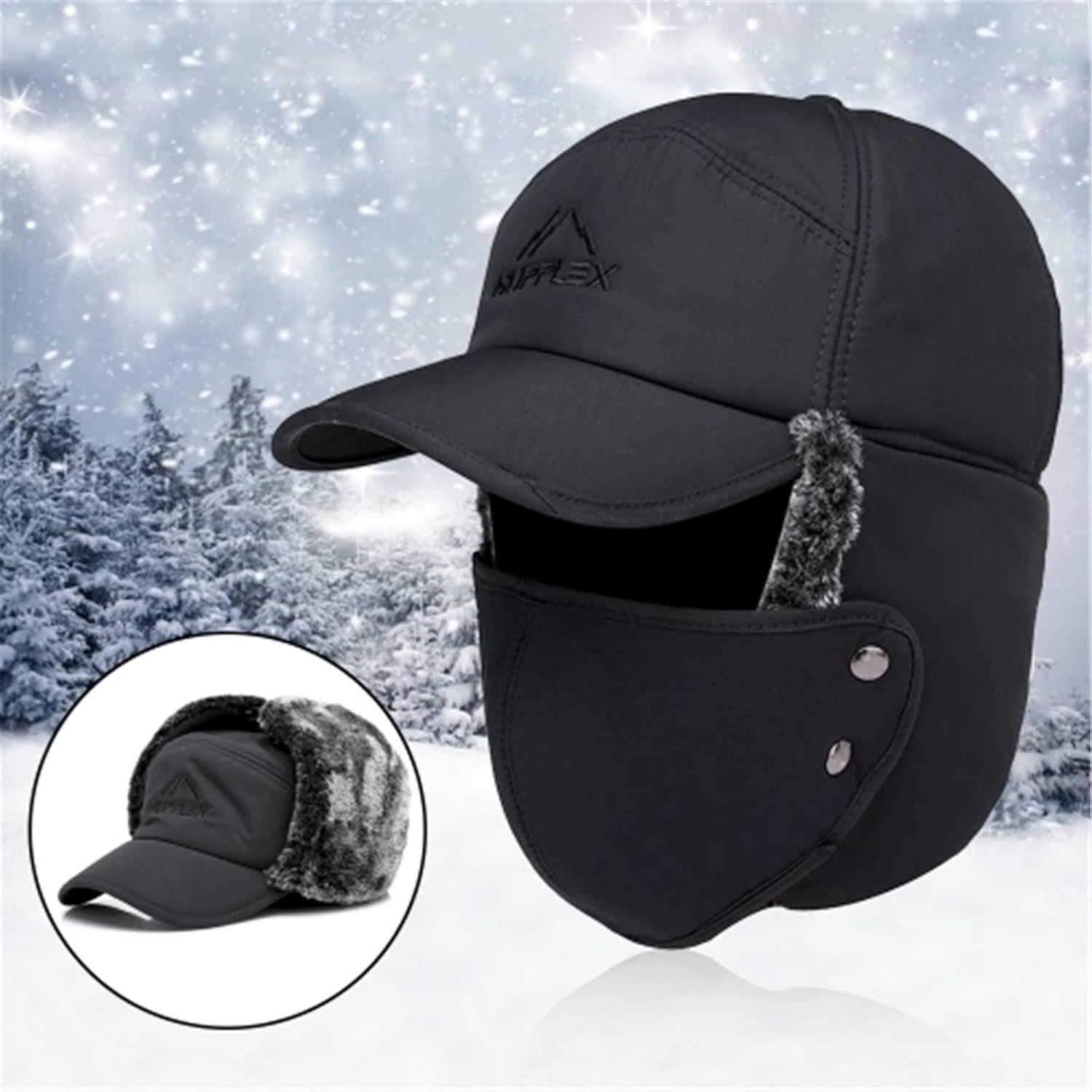 Warm Mens Winter Hat Winter Warm Hat with Detachable Mask Full Face Outdoor Windproof for Outdoor Cold Weather