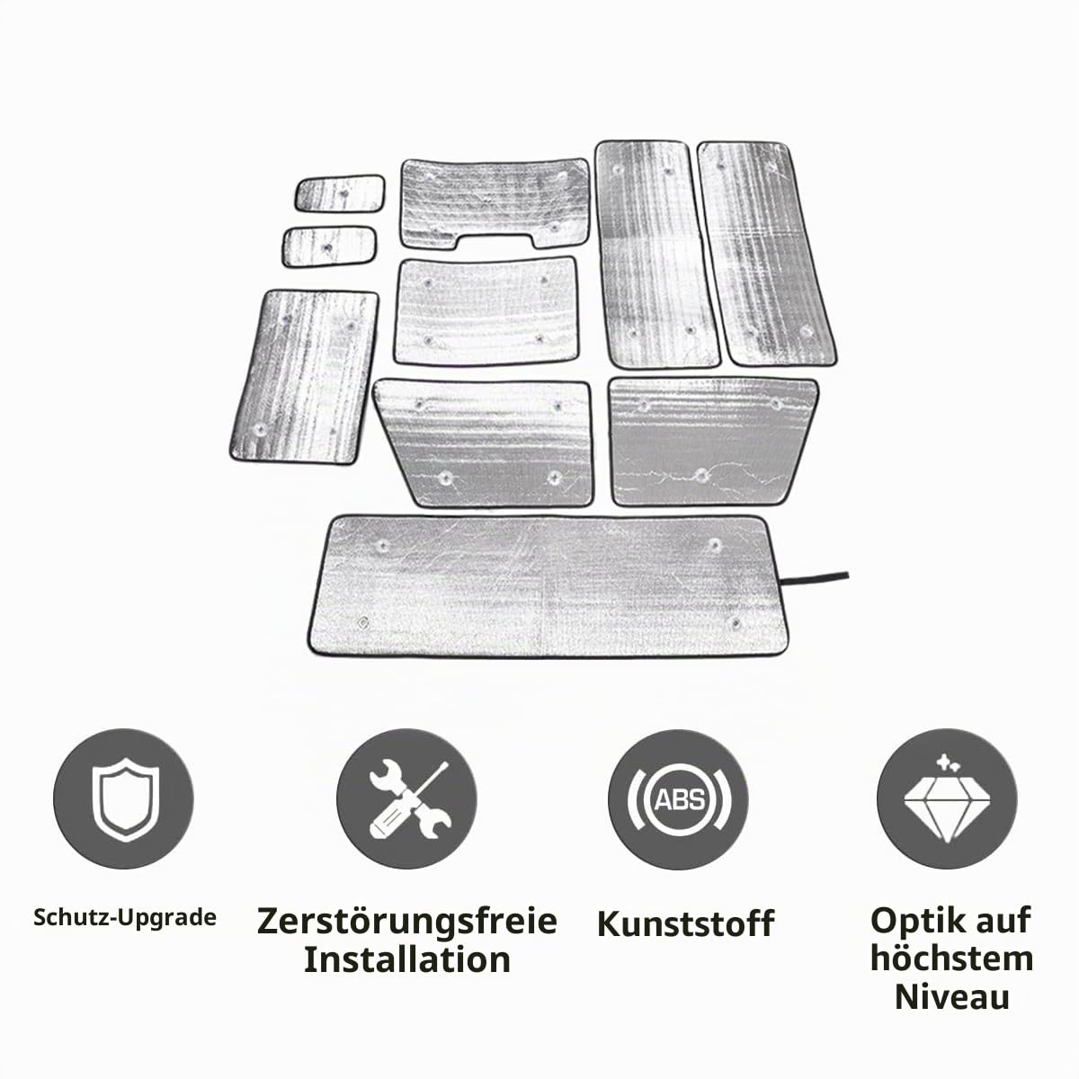 Windschutzscheibe Sonnenschutz Auto Faltbarer UV-Strahlen Reflektor Auto Frontscheibe & Vollfenster Glas Sonnenschutz für LR Defender 90 110 2004-2022 (Für Defender 2004-2018, Vollfensterglas