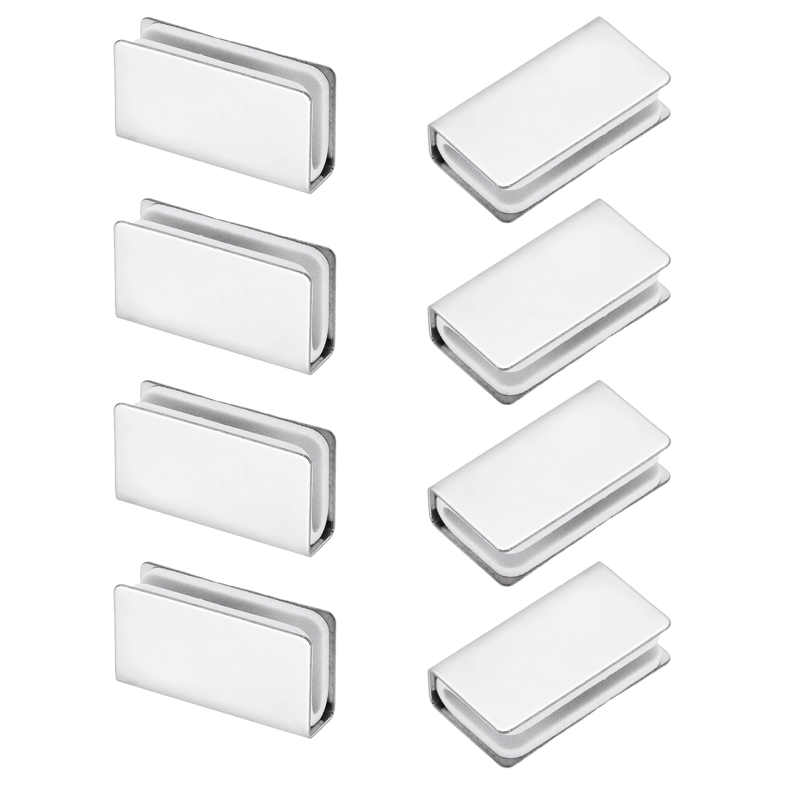 sourcing map 8Pcs 1.6" Magnetic Latch Clamp, Steel Glass Cabinet Clip, Metal Rectangular Adjustable Frameless Glass Clamp for Cabinet, Glass Door, Wardrobe, Silver