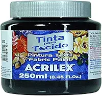 Tinta Para Tecido Fosca, Acrilex, Preto, 250 ml