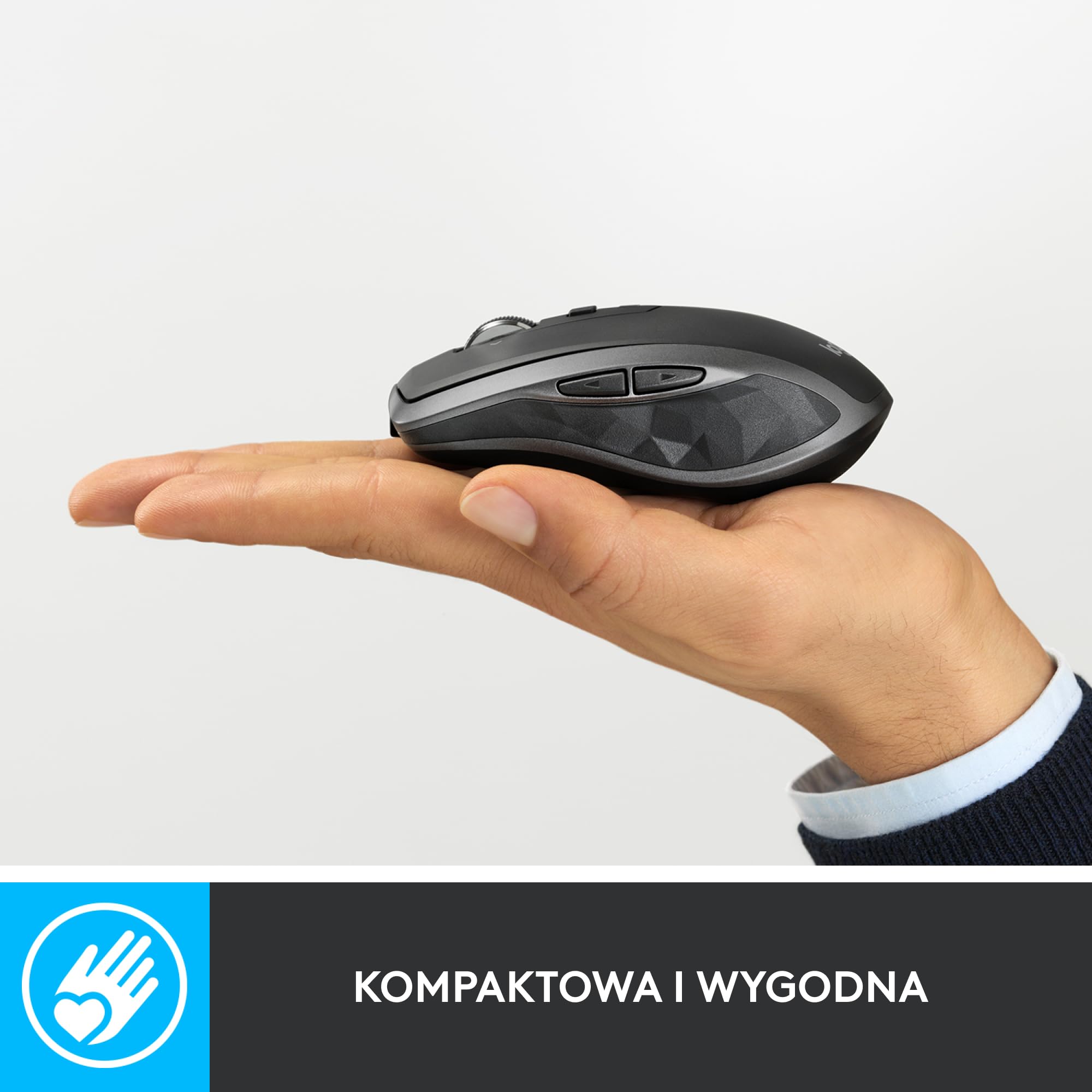 Logitech MX Anywhere 2S Mysz bezprzewodowa z Bluetooth, obsługująca wiele powierzchni, bardzo szybkie przewijanie, z akumulatorem, przenośna, obsługująca do 3 komputerów Mac/PC
