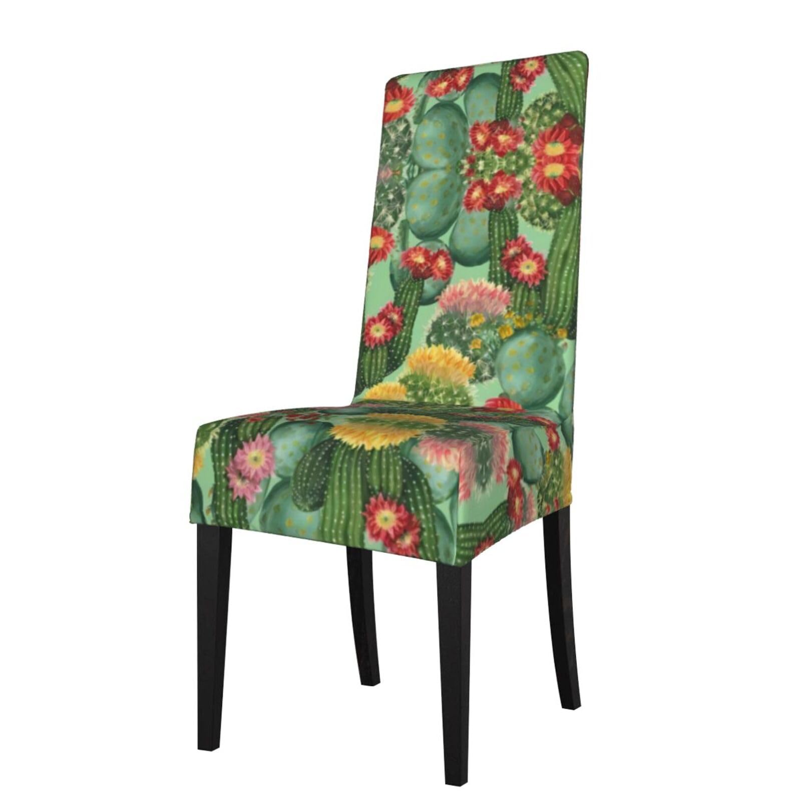 YYHWHJDE Cactus Floral Bloom Prints Protection Cover for Dining Chair – Stretchable Slipcovers for a Refreshing Dining Room Makeover