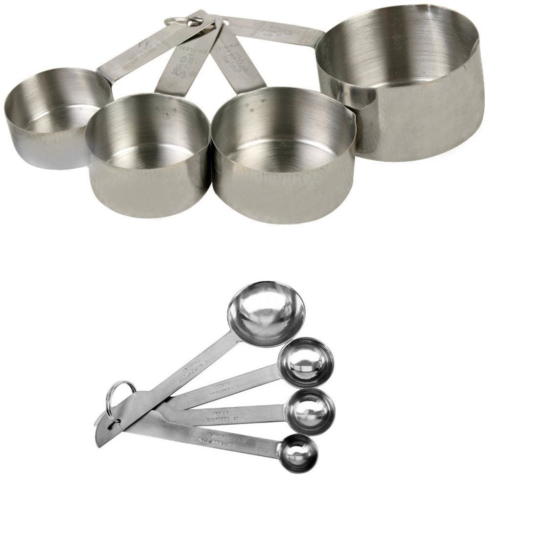 Thunder Group Ow356 Strainless Steel Measuring Spoons and Slmc2414 Measuring Cups 2 Piece Set
