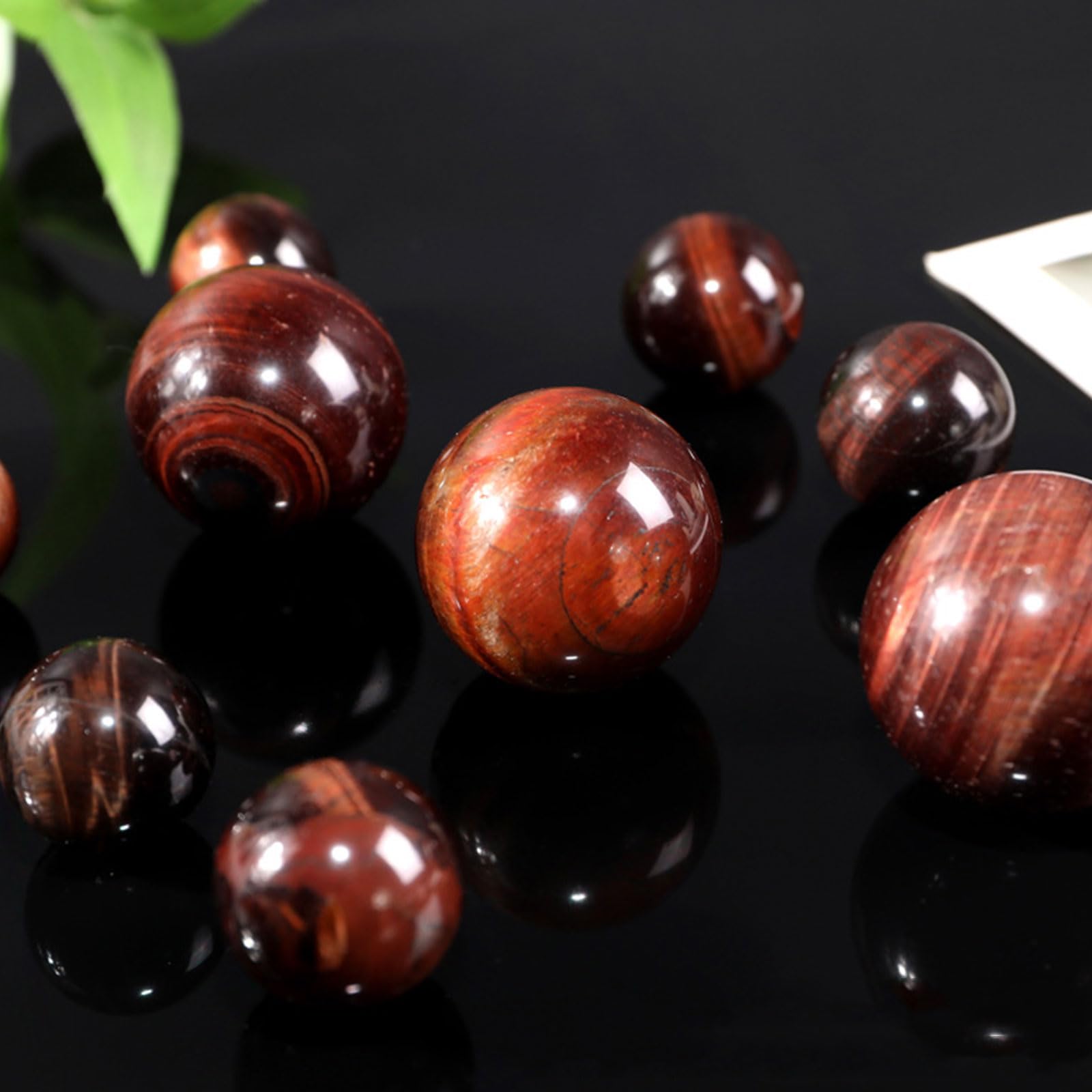 Set di Sfere con Sfera di Cristallo Rosso Naturale Occhio di Tigre da 3 Pezzi Ornamenti con Sfere di Pietre preziose per la Decorazione della casa Feng Shui Chakra Aura,32~34mm