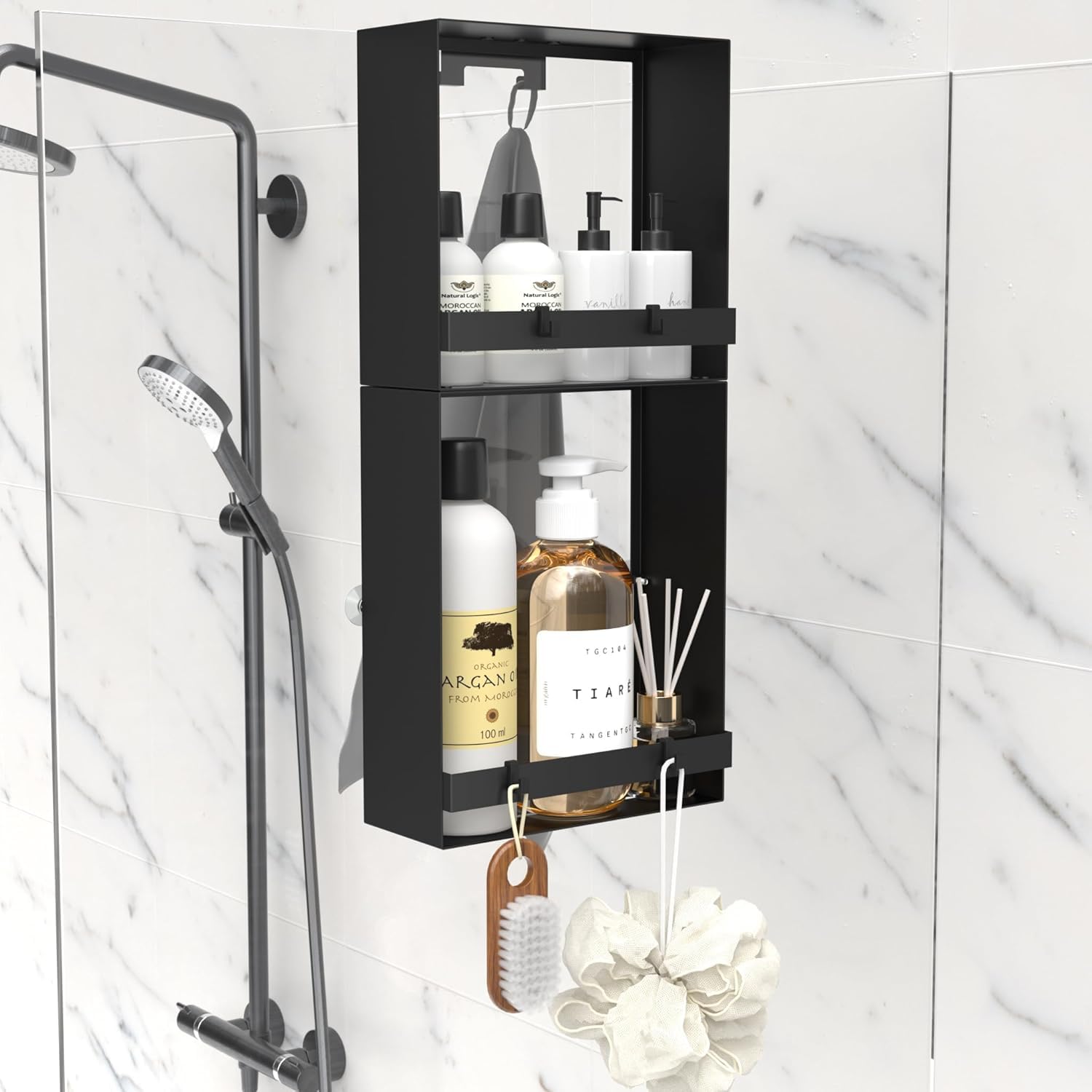 Womamny over the glass door shower caddy