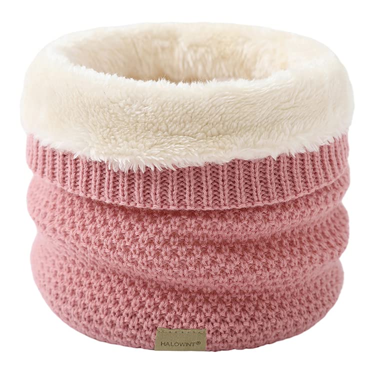 JFAN Neutral Bufanda De Punto Cruzado Suave Forrada De Doble Capa Cálida Bufanda a Prueba DeViento De Invierno(Talla única,Rosado)